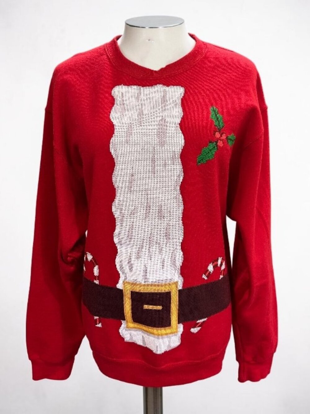 Vintage Santa Suit Ugly Christmas Sweatshirt Jerzees NuBlend Red Medium Kitschy